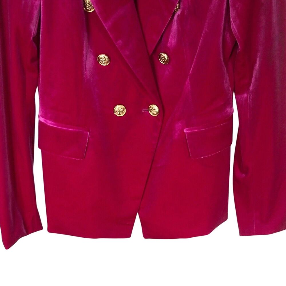 CHOKLATE Paris Pink Velvet Blazer Gold Buttons 36 Small Double Breasted - Picture 7 of 12